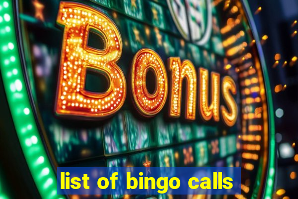 list of bingo calls