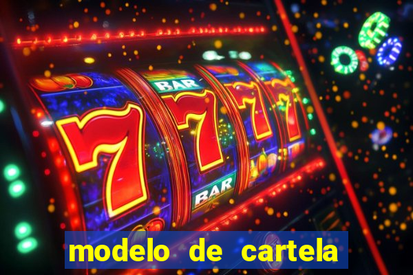 modelo de cartela para bingo